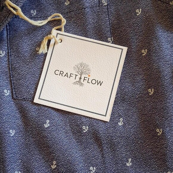 Craft & Flow boys size 5/med blue and white anchor patterned button up shirt - Picture 3 of 7